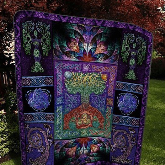 Witchcraft Tree Of Life Celtic Pattern Quilt Blanket