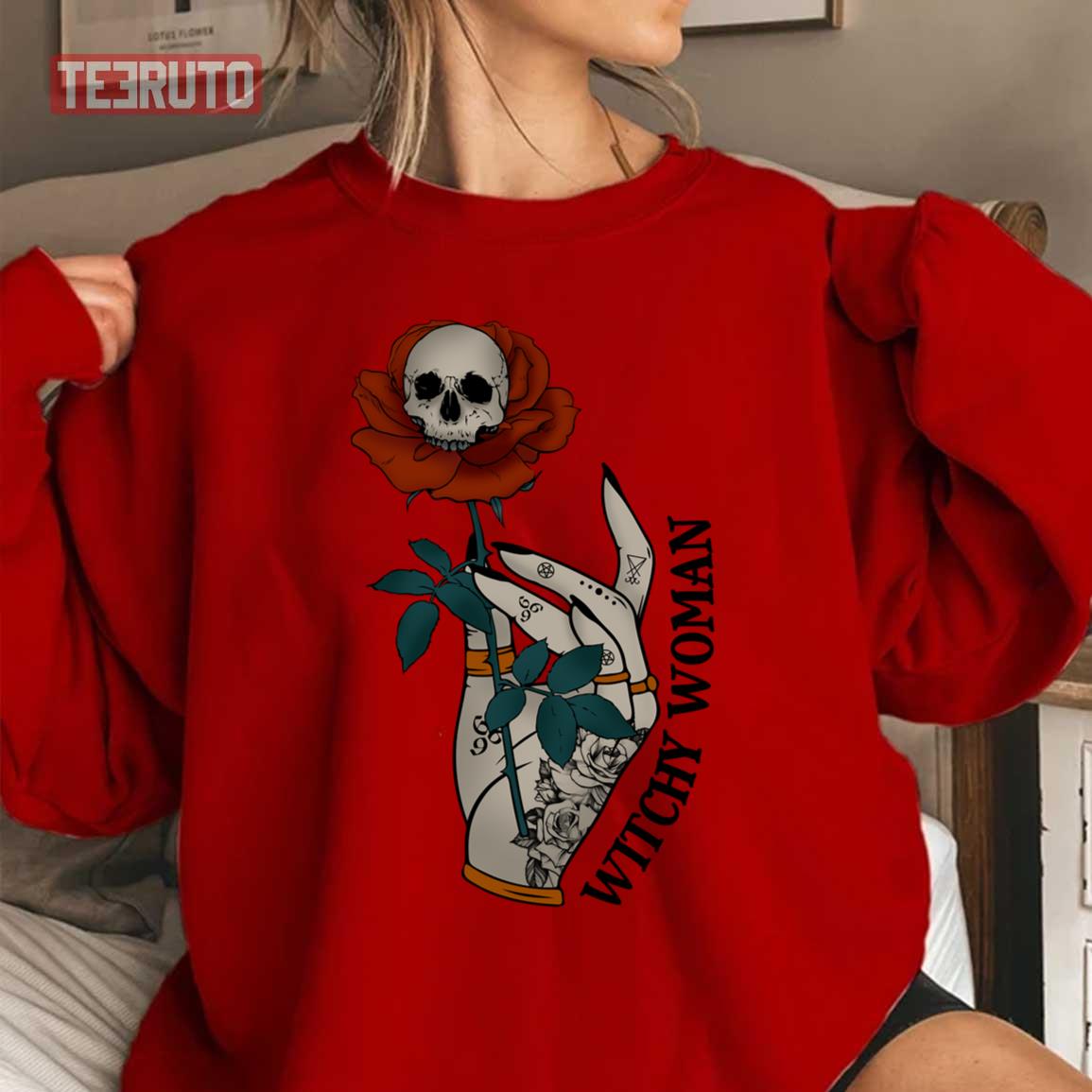 Witchy Woman Lemax Spooky Town Halloween 2022 Art Unisex Sweatshirt