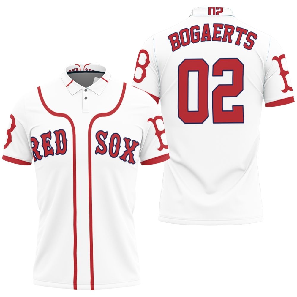 Xander Bogaerts #02 Boston Red Sox Great Player Mlb Baseball Team Logo Majestic Player White 2019 Gift For Boston Fans Polo Shirt
