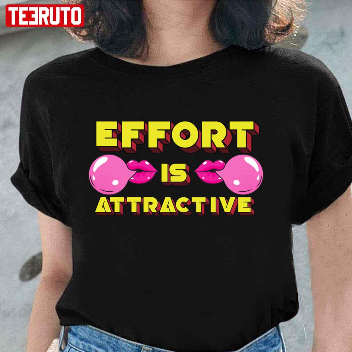 Yellow Pink Effort Is Attractive Typogrpahy Unisex T-Shirt