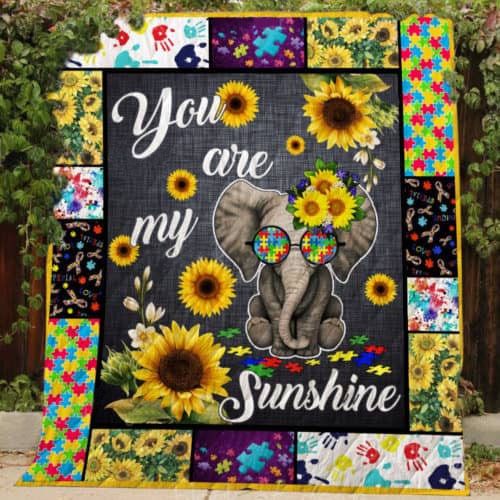 You Are My Sunshine Elephant Autism Elephant Quilt Blanket