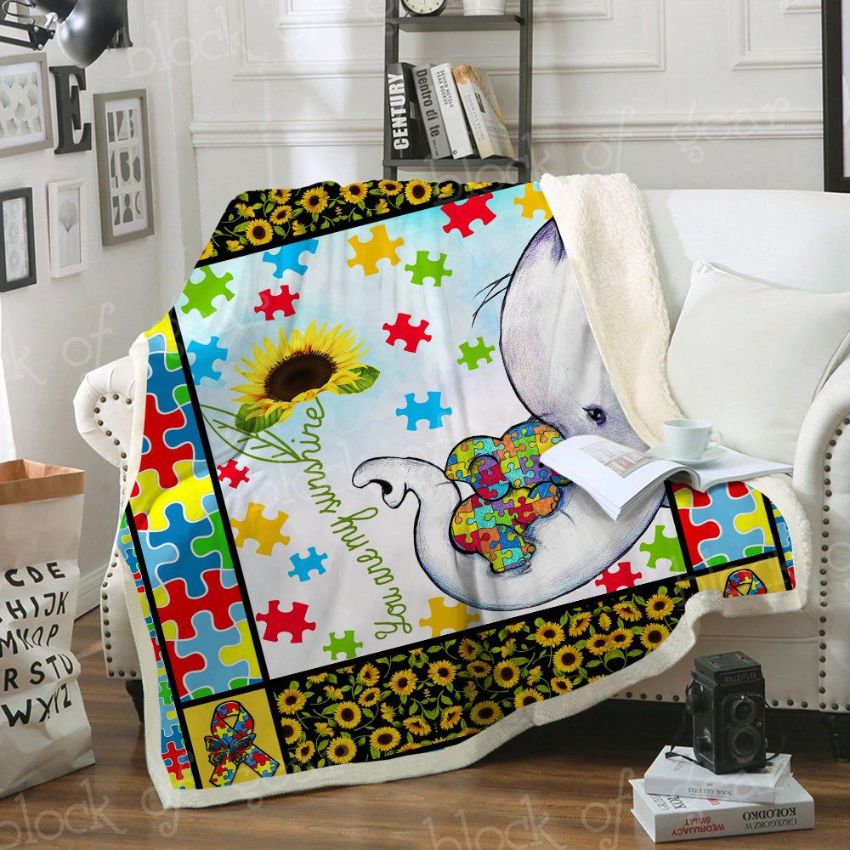You Are My Sunshine Elephant Autism Quilt Blanket