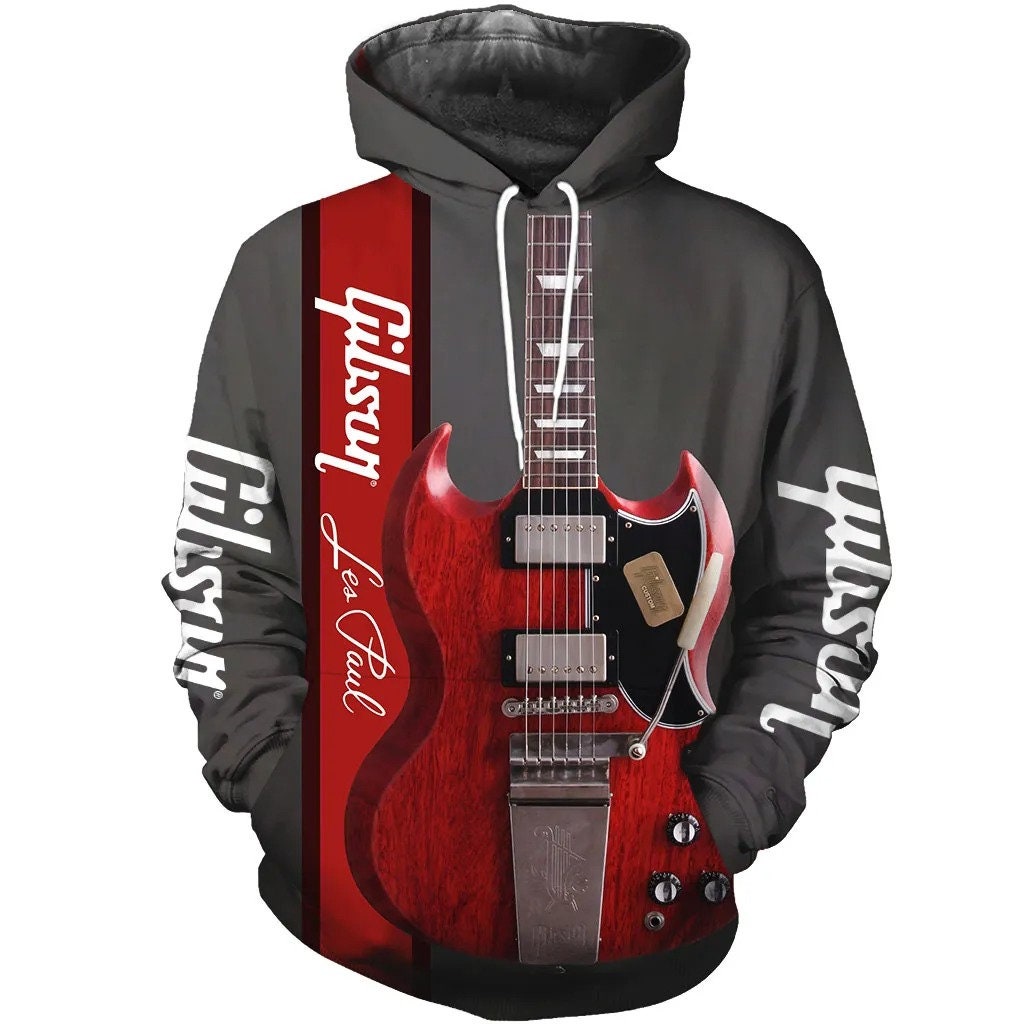 3D All Over Printed Electric Guitar Red AOP Unisex Hoodie