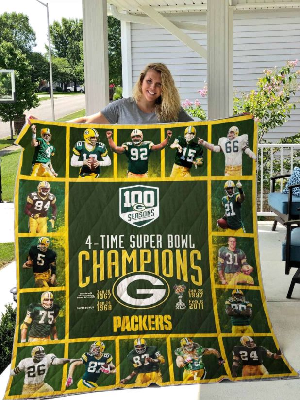 4-time Super Bowl Champions Green Bay Packers Quilt Blanket - Teeruto