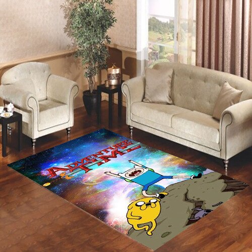 Adventure Time Jake The Dog and Finn The Human In Galaxy Nebula Living room carpet rugs
