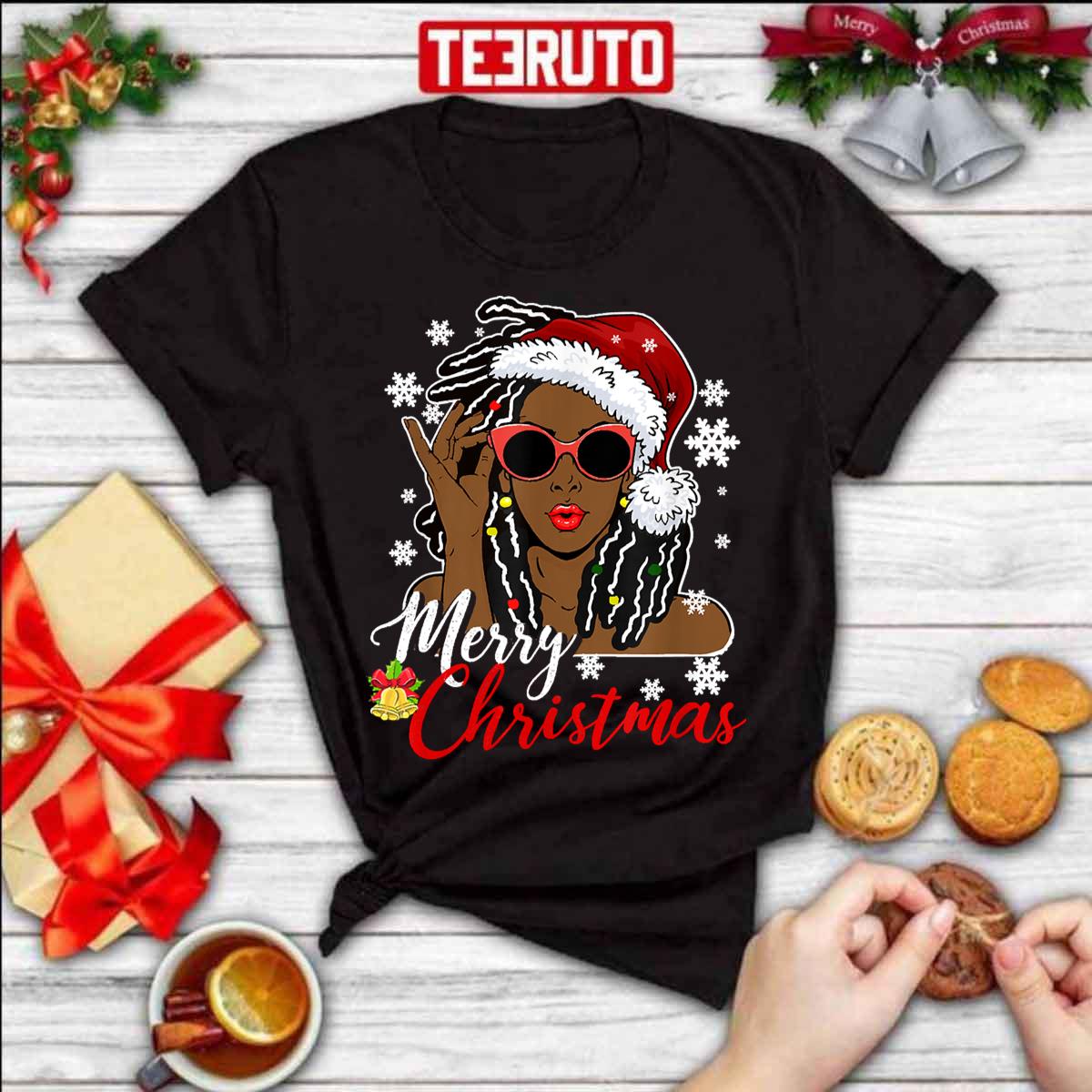 African Black Girl Christmas Santa Claus Merry Christmas Unisex Sweatshirt