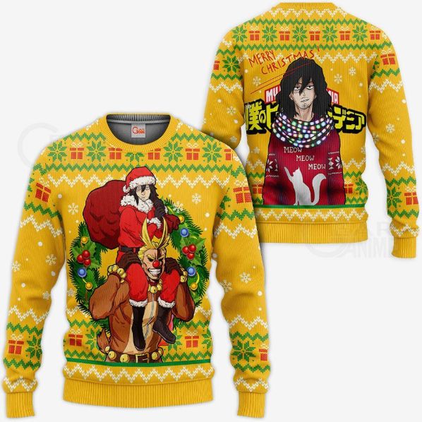 Aizawa X All Might Ugly Christmas MHA Xmas Idea Knitted Sweater