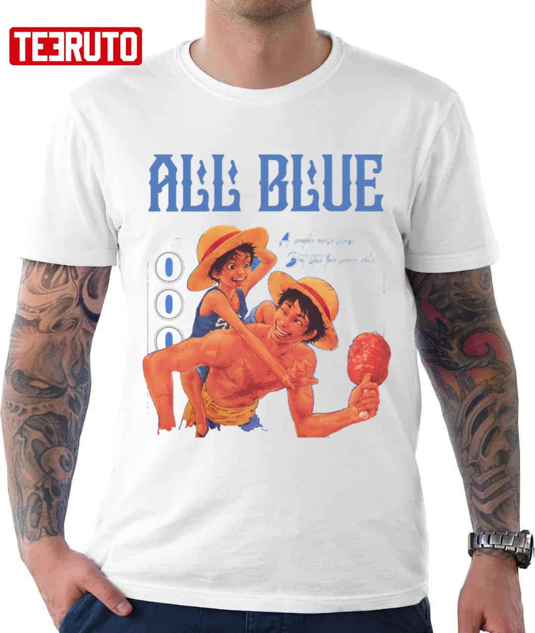 All Blue Luffy One Piece Anime Unisex T-shirt