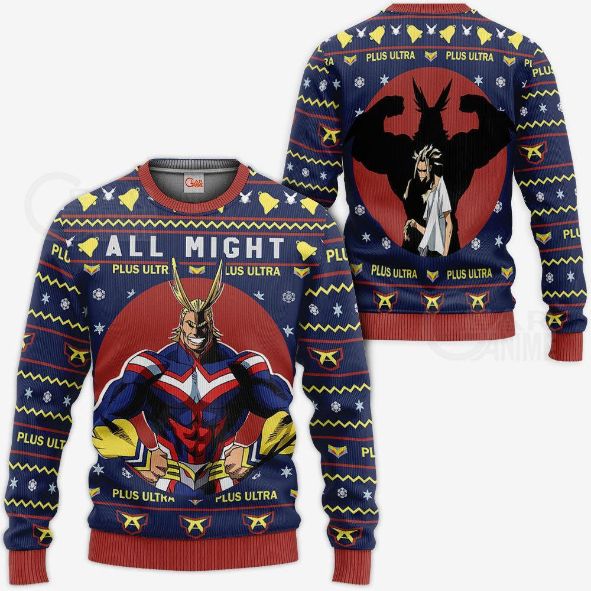 All Might Ugly Christmas My Hero Academia Anime Xmas Idea Knitted Sweater