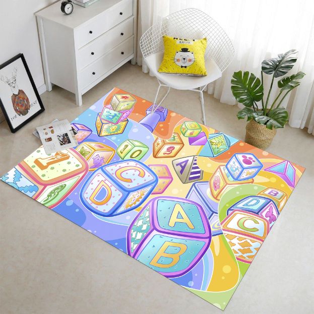 Alphabet Educational Play ABC Cute Alphabet Letters And Words Decor Rug