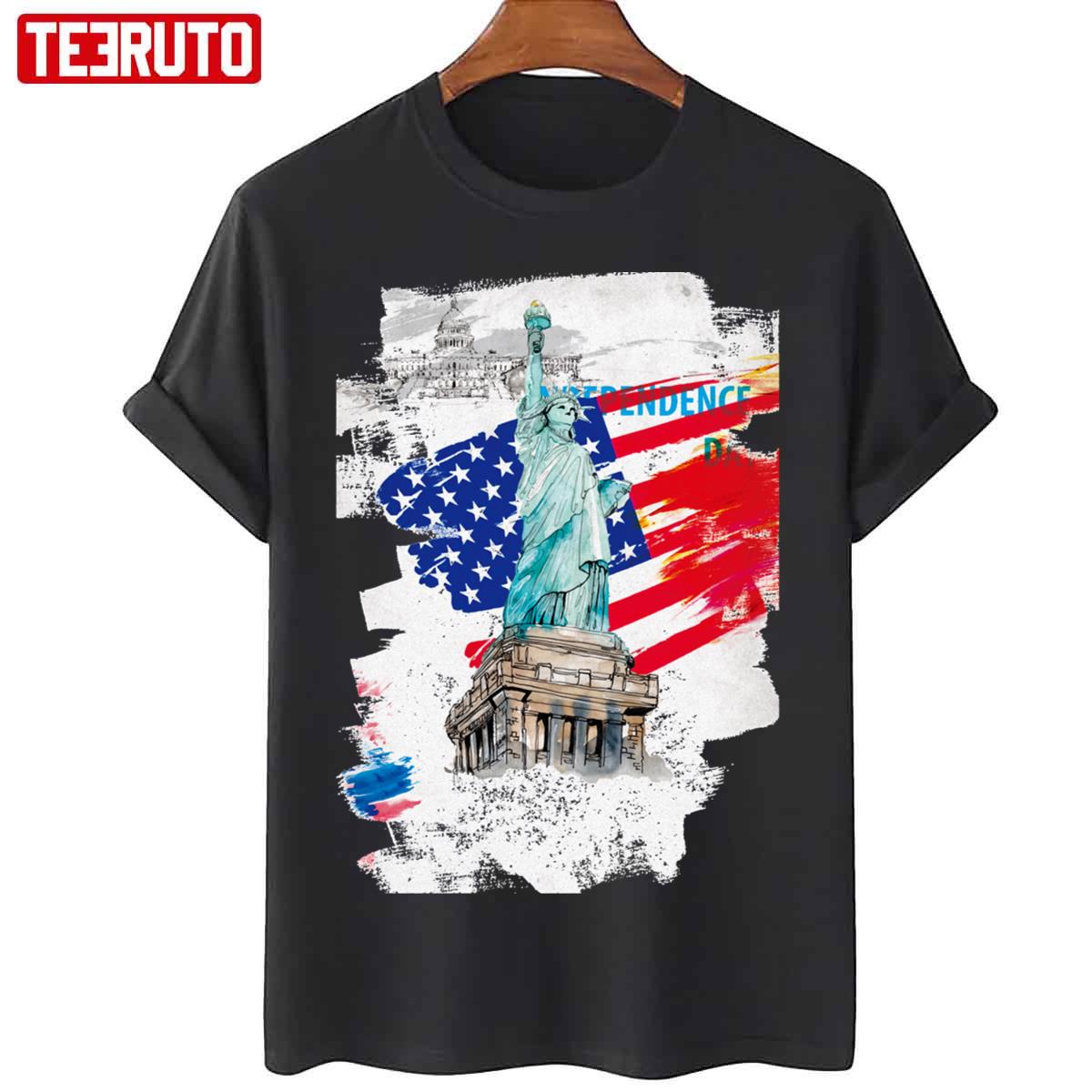 American Flag With Liberty Statue Unisex Sweatshirt