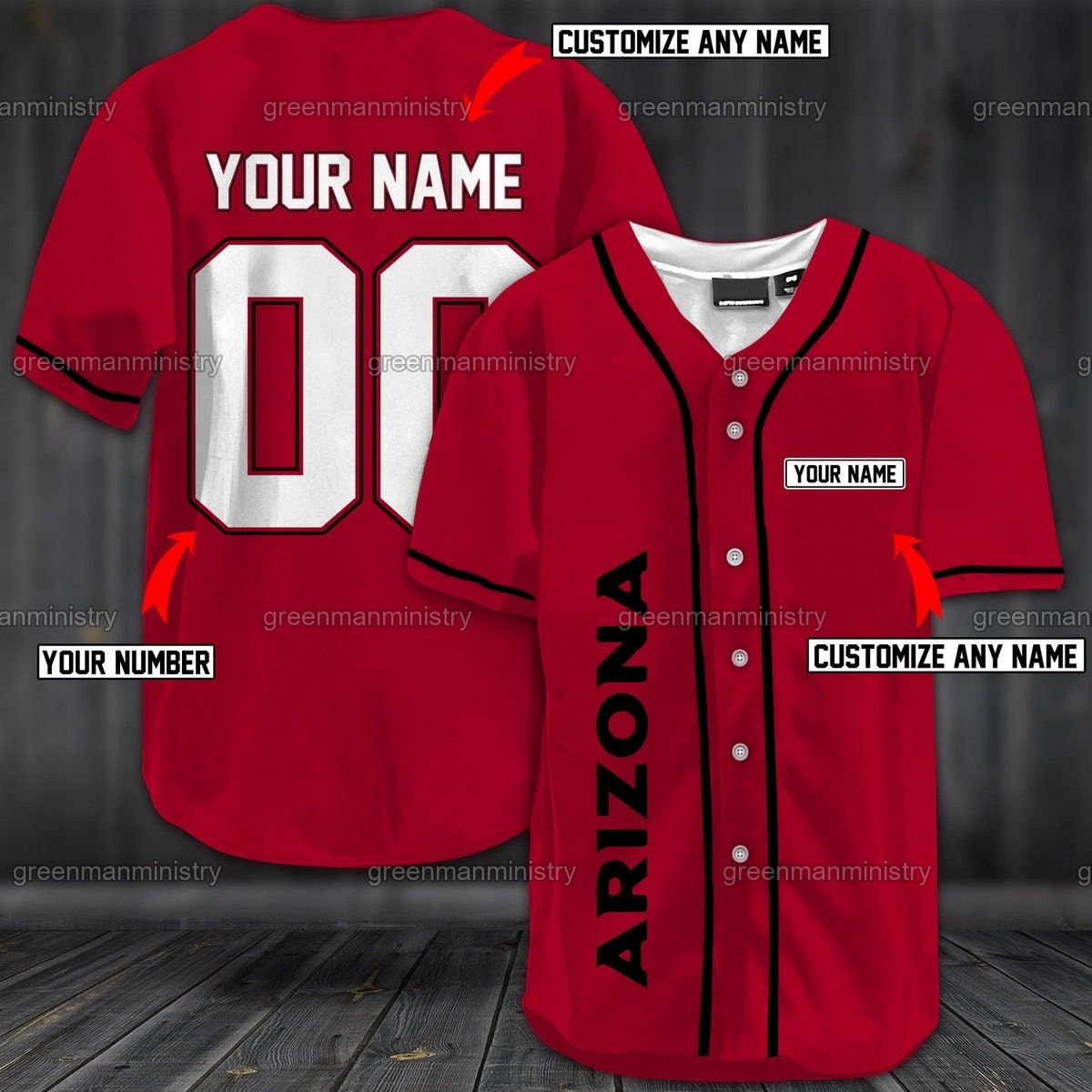 Arizona Baseball Jersey Custom Name And Number Football Soccer Shirt