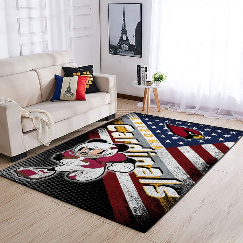 Arizona Cardinals Nfl Team Logo Mickey Us Style Nice Gift Home Decor Rectangle Area Rug