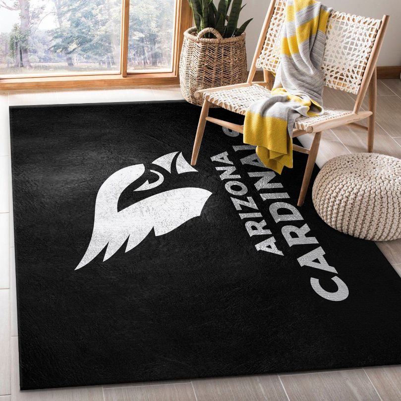 Arizona Cardinals Silver NFL Area Rug Carpet, Living Room Rug, Floor Decor Home Decor
