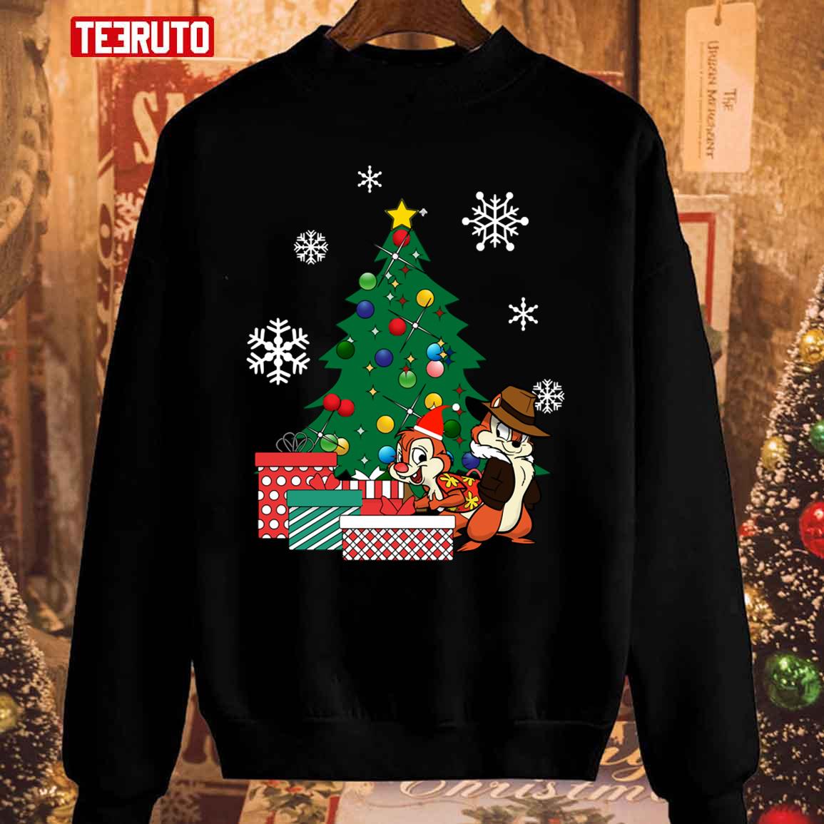 Around The Cartoon Chip N Dale Rangers Christmas Tree Unisex Sweatshirt