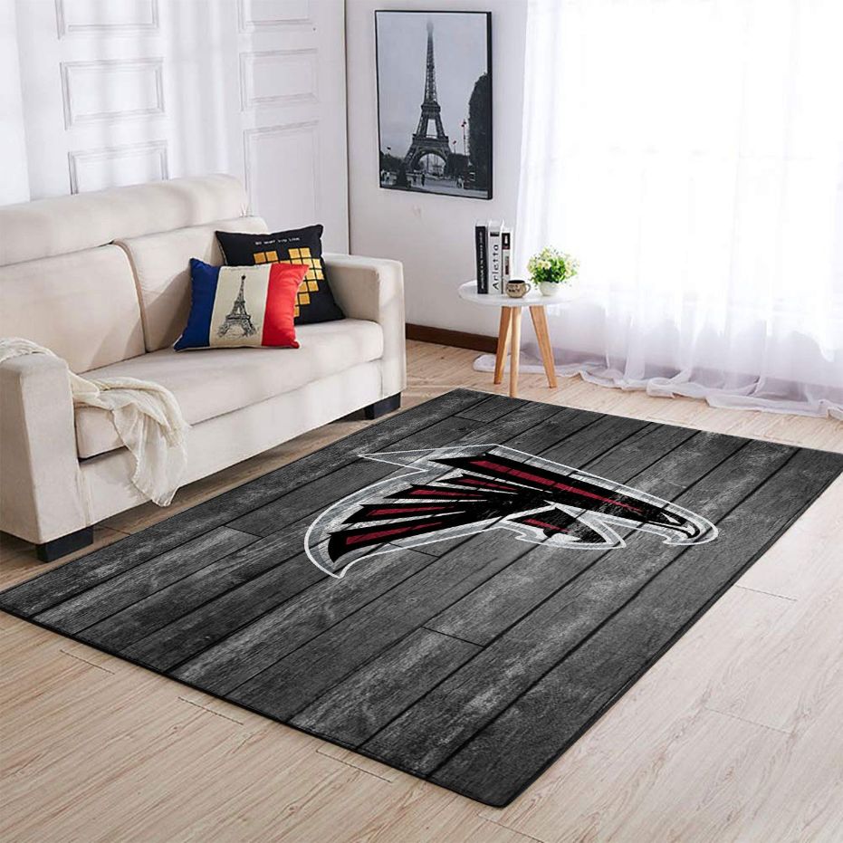 Atlanta Falcons Nfl Team Logo Grey Wooden Style Style Nice Gift Home Decor Rectangle Area Rug