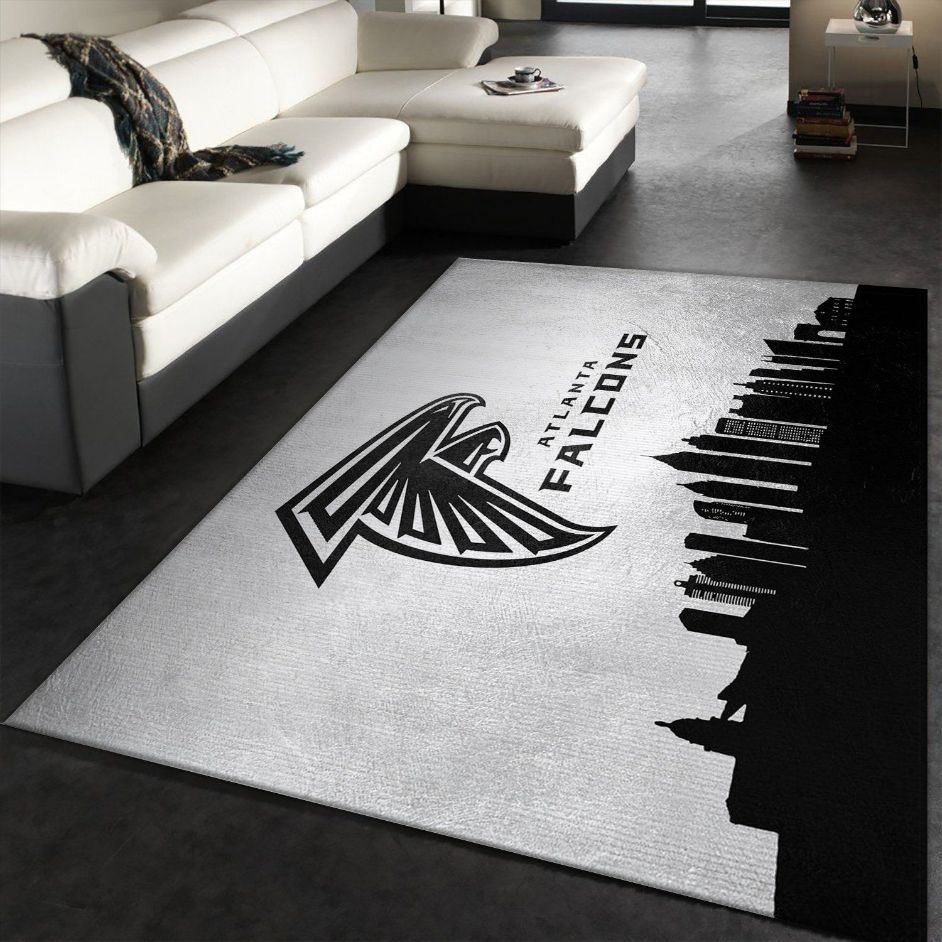 Atlanta Falcons Skyline NFL Area Rug Carpet, Bedroom, Floor Decor Home Decor