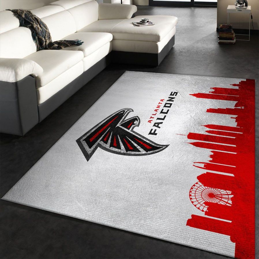 Atlanta Falcons Skyline NFL Area Rug, Living room and bedroom Rug, Floor Decor Home Decor