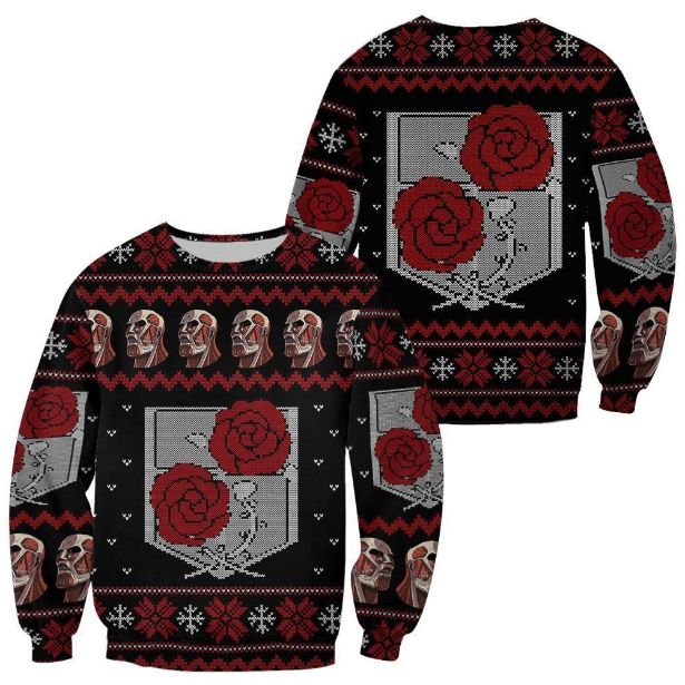 Attack On Titan Ugly Christmas Garrison Xmas Custom Clothes Knitted Sweater