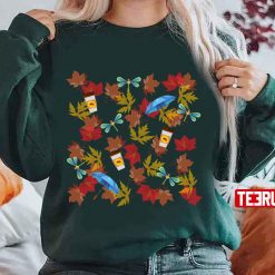 Autumn Leaves Umbrellas Coffee Cups Fireflies Gilmore Pattern Gilmore Girls Unisex Sweatshirt