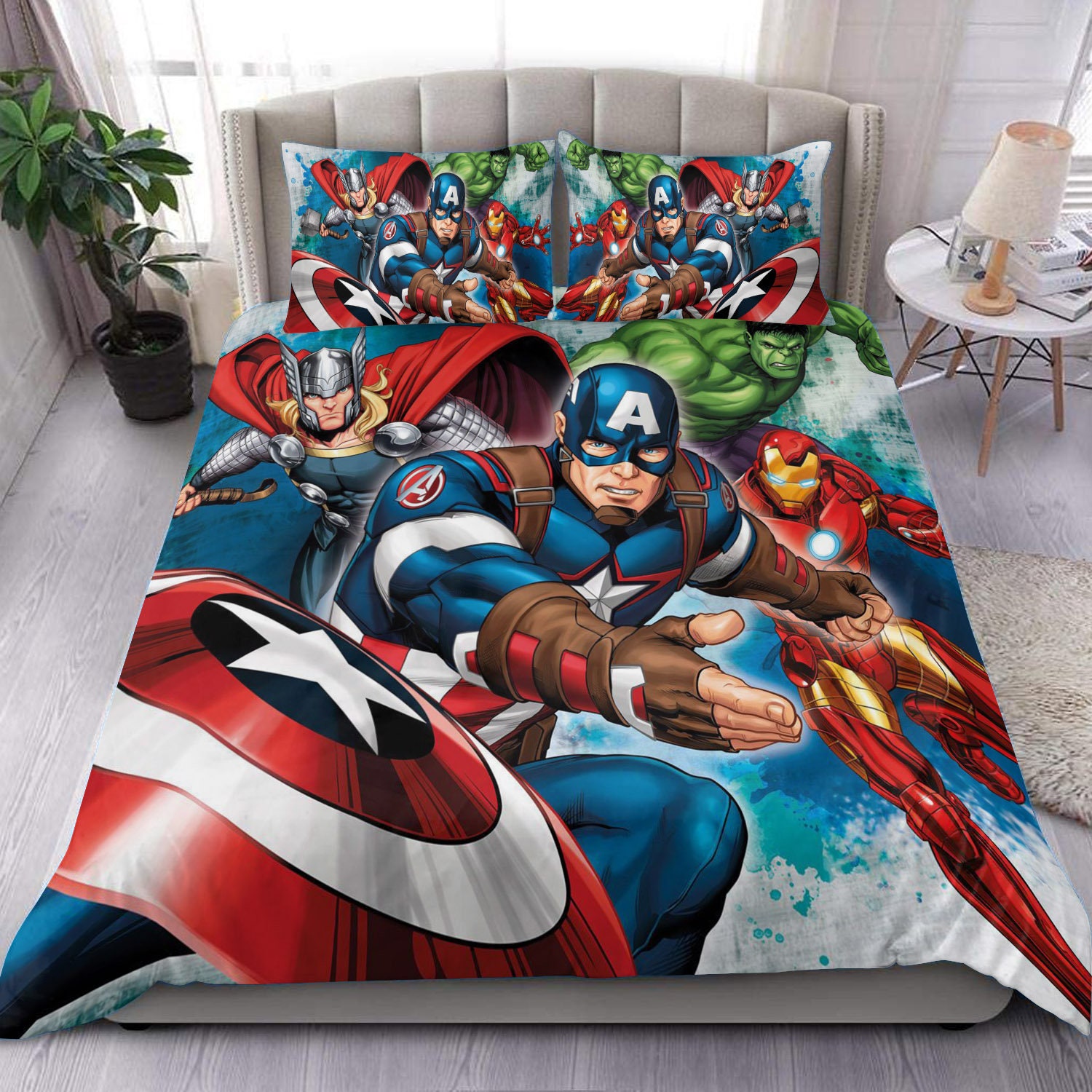 Avengers Captain America Super Hero Bedding Set Disney Graphic Cartoon