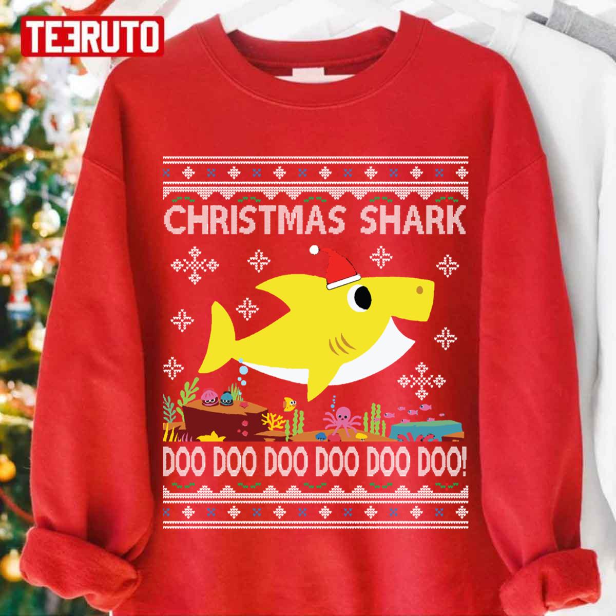 Baby Shark Christmas Knit Doo Doo Doo Unisex Sweatshirt