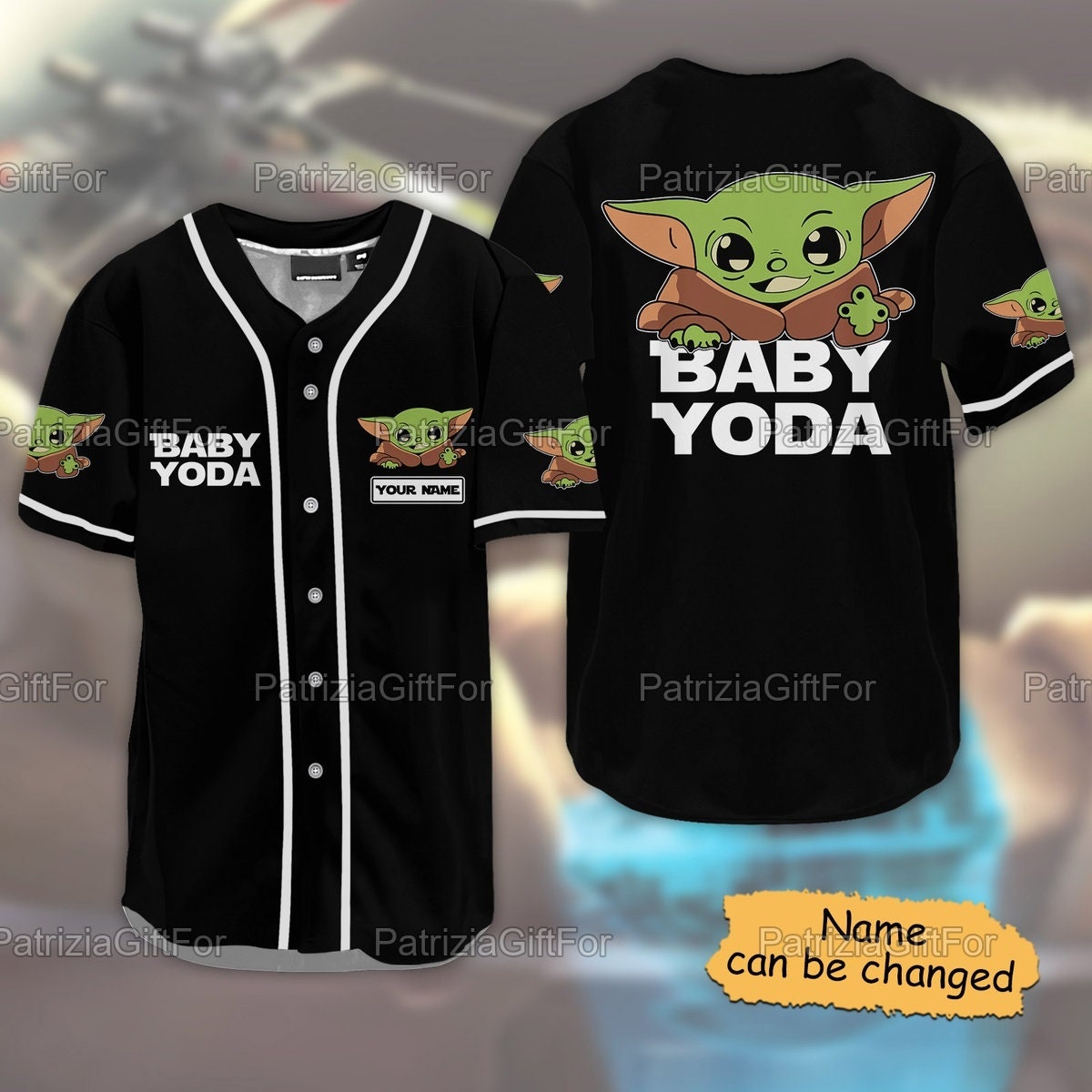 Baby Yoda Baseball Funny Personalized Baseball Jersey Shirt