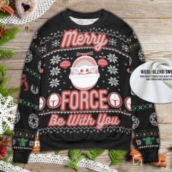 Baby Yoda Merry Force Be With You Christmas Ugly Knitted Sweater