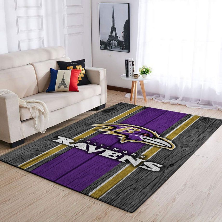 Baltimore Ravens Nfl Team Logo Wooden Style Style Nice Gift Home Decor Rectangle Area Rug