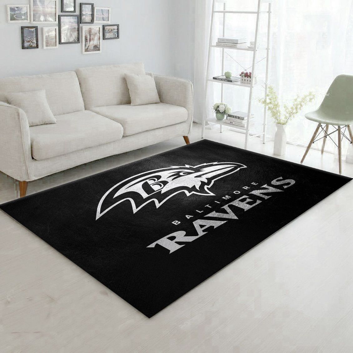 Baltimore Ravens Silver NFL Area Rug For Christmas, Living Room Rug, Floor Decor Home Decor