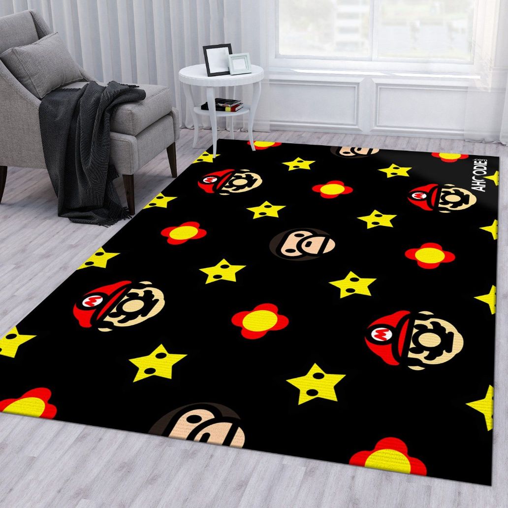 Bape Ft Mario Area Rug For Christmas Living Room Rug Home US Decor