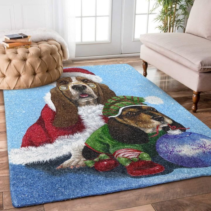 Basset Hound Christmas Living Room Rug Carpet 1 Teeruto