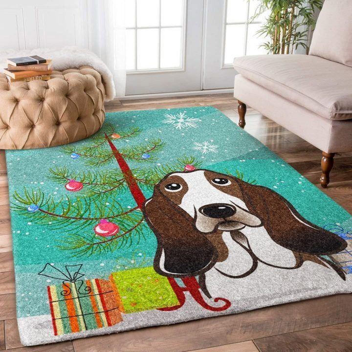 Basset Hound Christmas Living Room Rug Carpet Teeruto