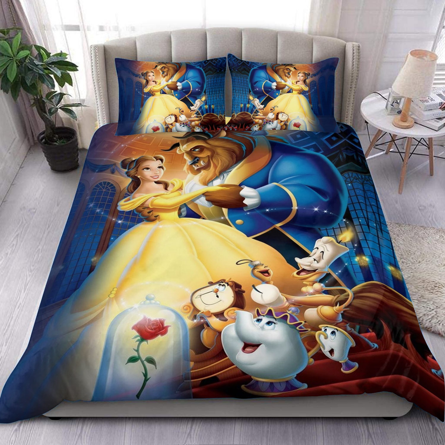 Beauty And The Beast Bedding Set Disney Graphic Cartoon
