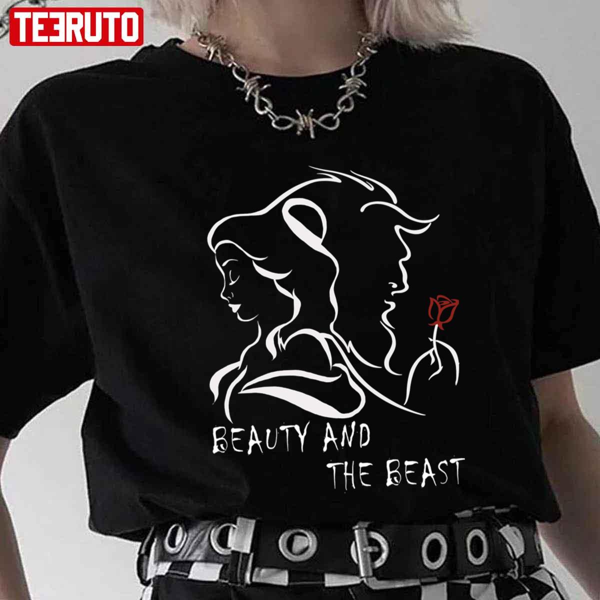 Beauty And The Beast Silhouette Art Unisex T-Shirt