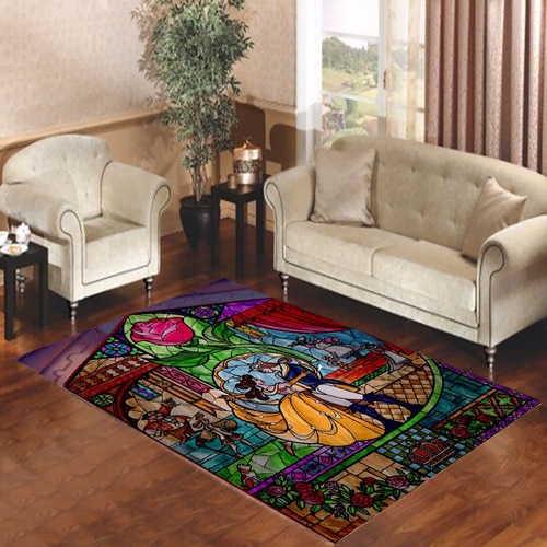 beauty and the beast stained glass full Living room carpet rugs