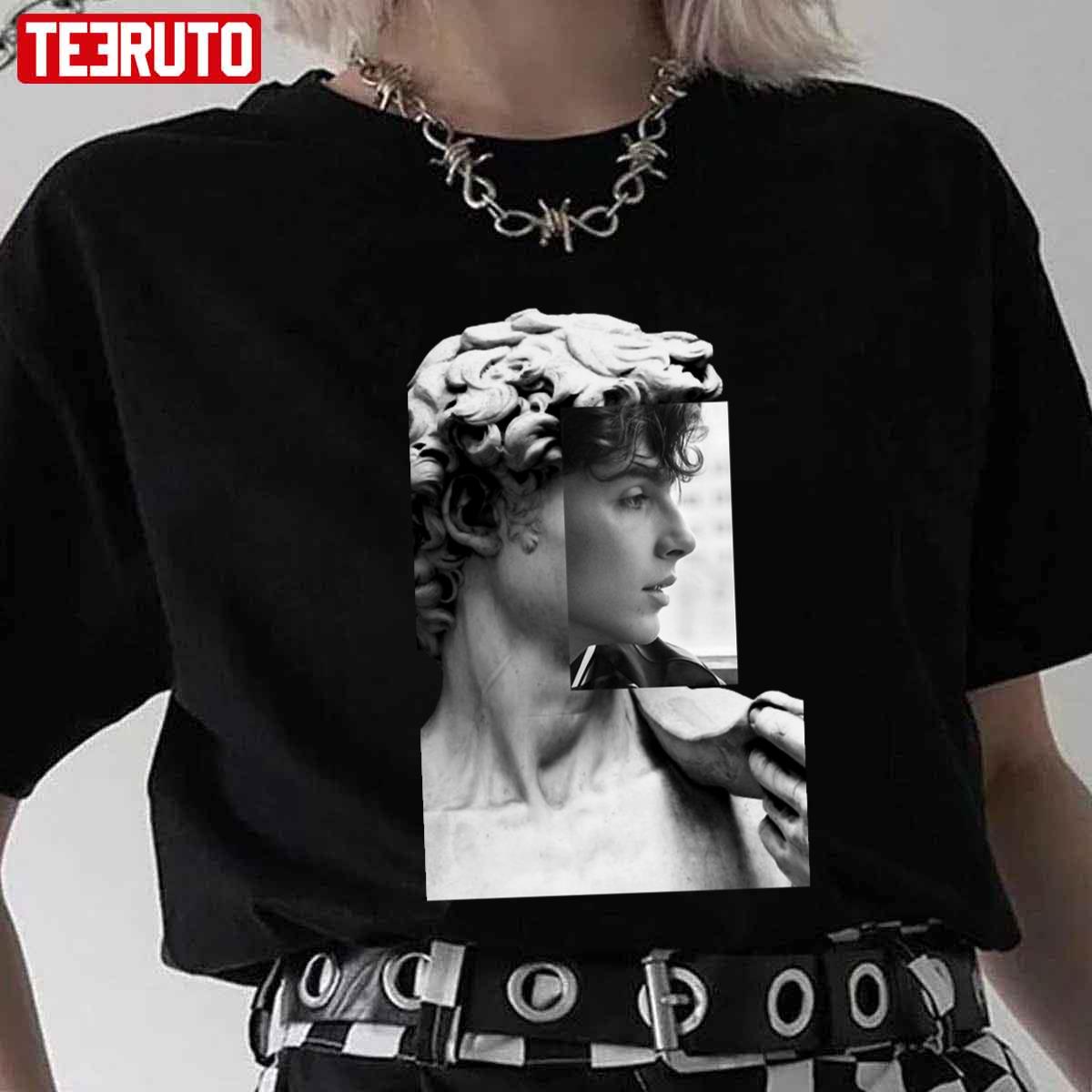 Blach And White Statut Of David Saint Timothee Chalamet Unisex T-shirt