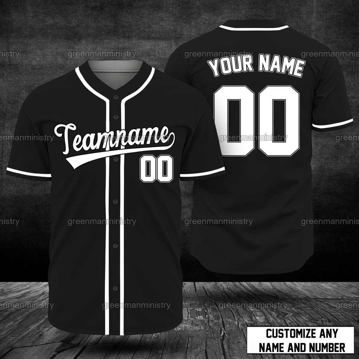 Black And White Team Name Baseball Jersey Customize Name And Number Personalize Team Shirt Teeruto 2667