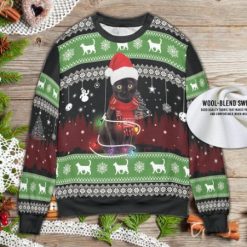 Black Cat Meowy Ugly Wool Knitted Christmas Sweater