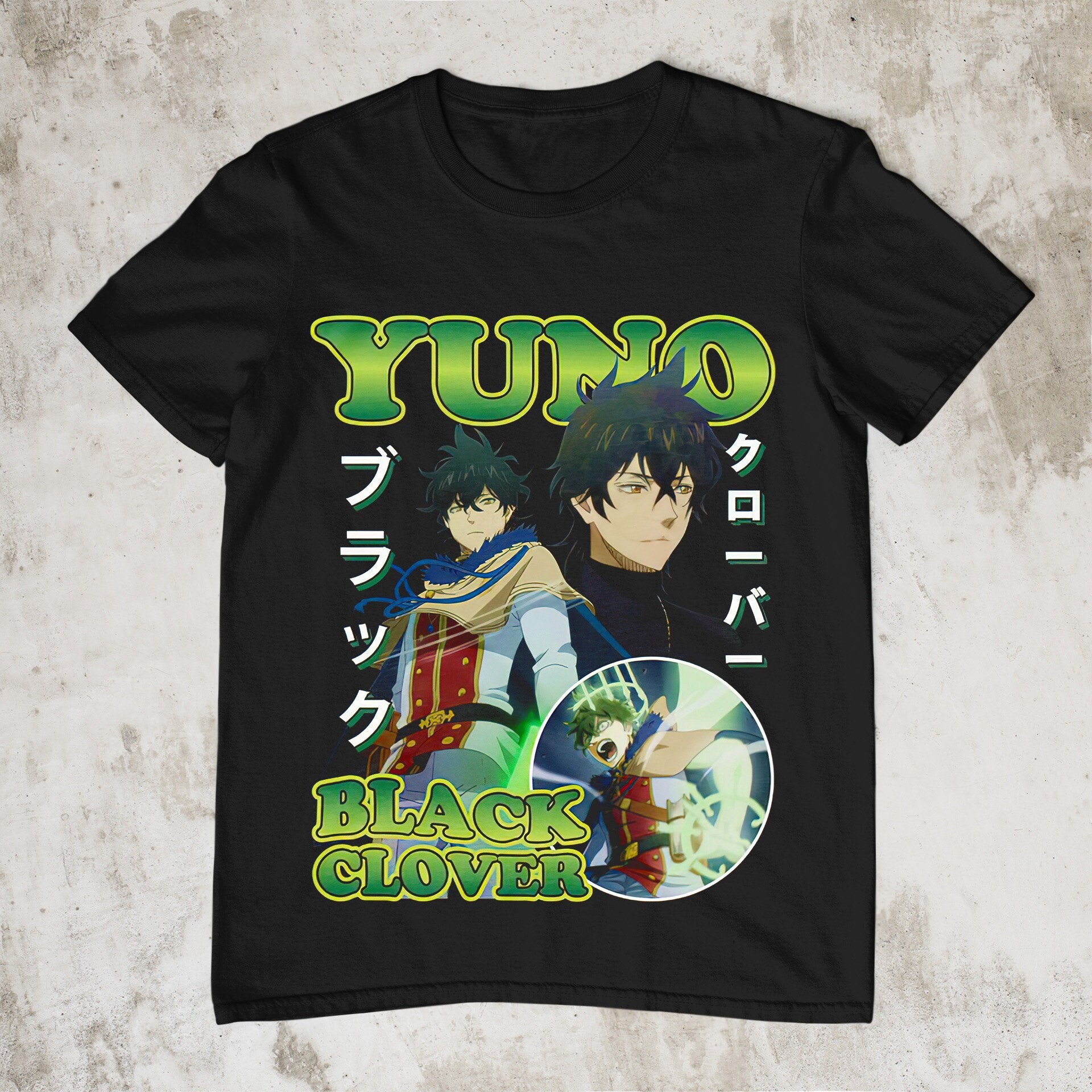 Black Clover Yuno Grinberryall Homage Black Clover Black Bulls Squad Homage Bootleg 90s Vintage Unisex T-Shirt