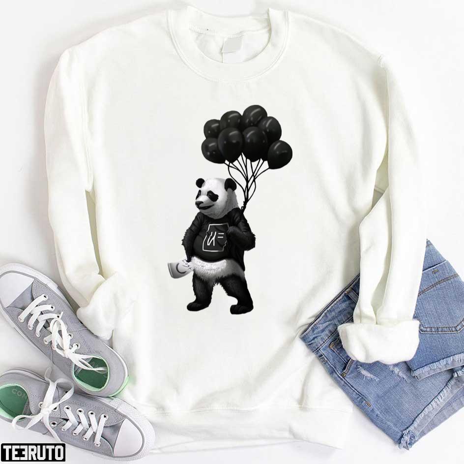 Black Panda Wearing NF Hoodie Lost Black Balloons Unisex T-Shirt