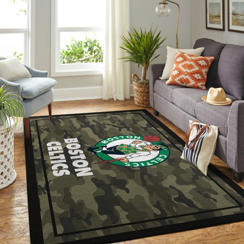 Boston Celtics Nba Team Logo Camo Style Nice Gift Home Decor Rectangle Area Rug