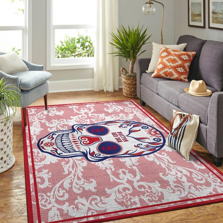 Boston Red Sox Mlb Team Logo Skull Style Nice Gift Home Decor Rectangle Area Rug