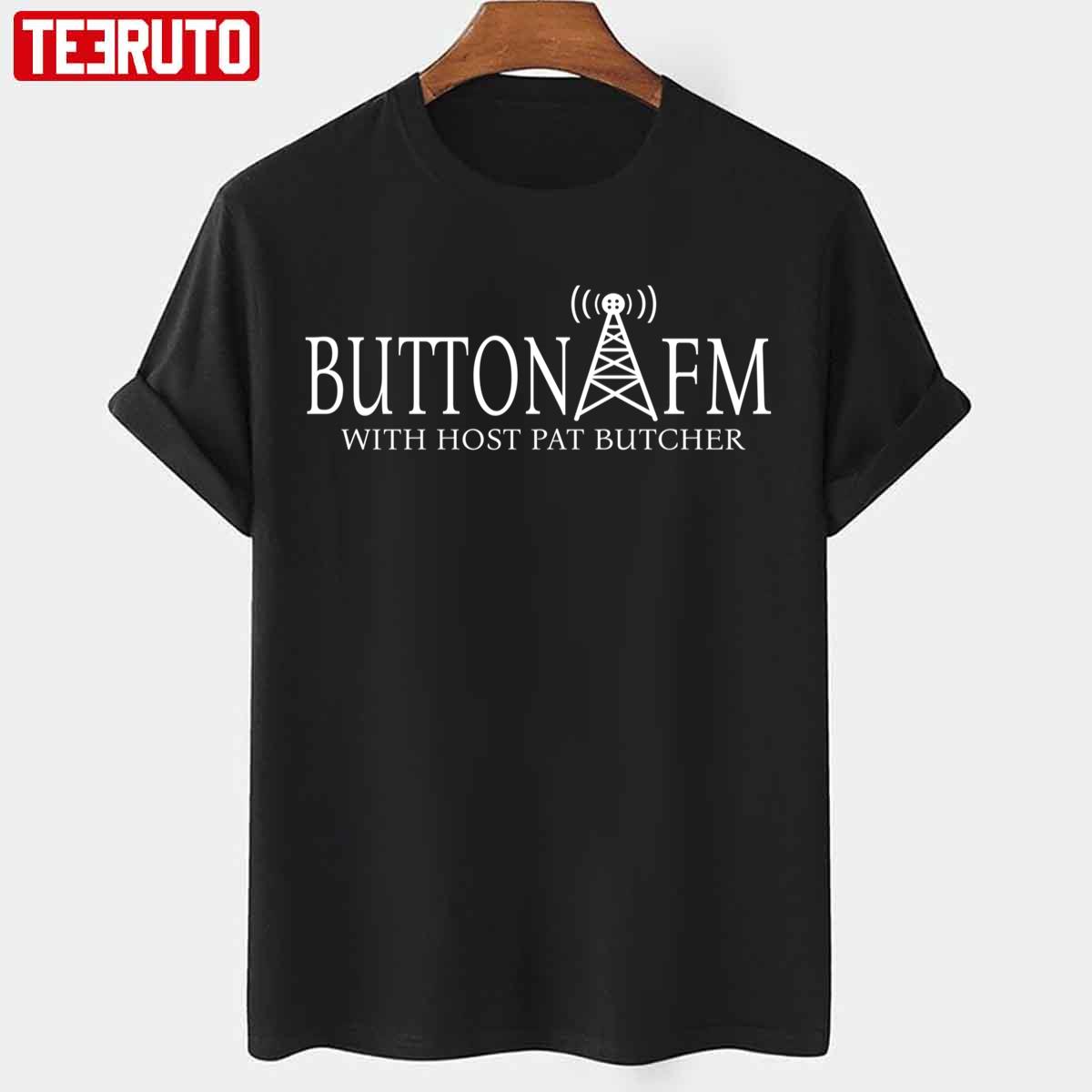 Button Fm Bbc Ghosts White Text Unisex T-shirt