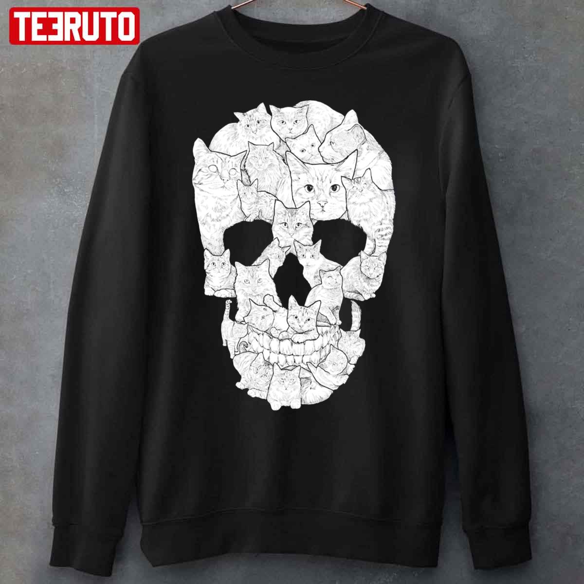 Cat Skull Happy Halloween Artwork Unisex Sweatshirt