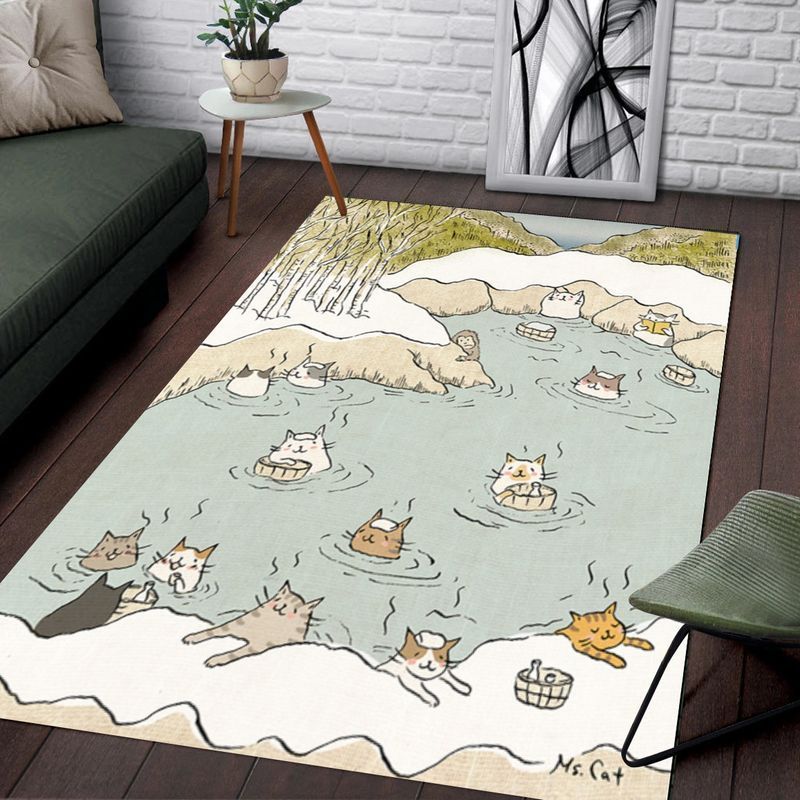 Cats With Onsen Rectangle UU15874 Rug Carpet