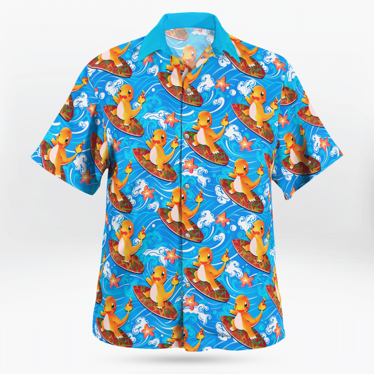 Charmander Surfing Beach Pokemon Hawaiian Shirt - Teeruto