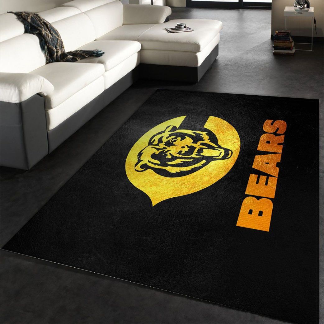 Chicago Bears Gold NFL Team Logos Area Rug, Bedroom, Floor Decor Home Decor