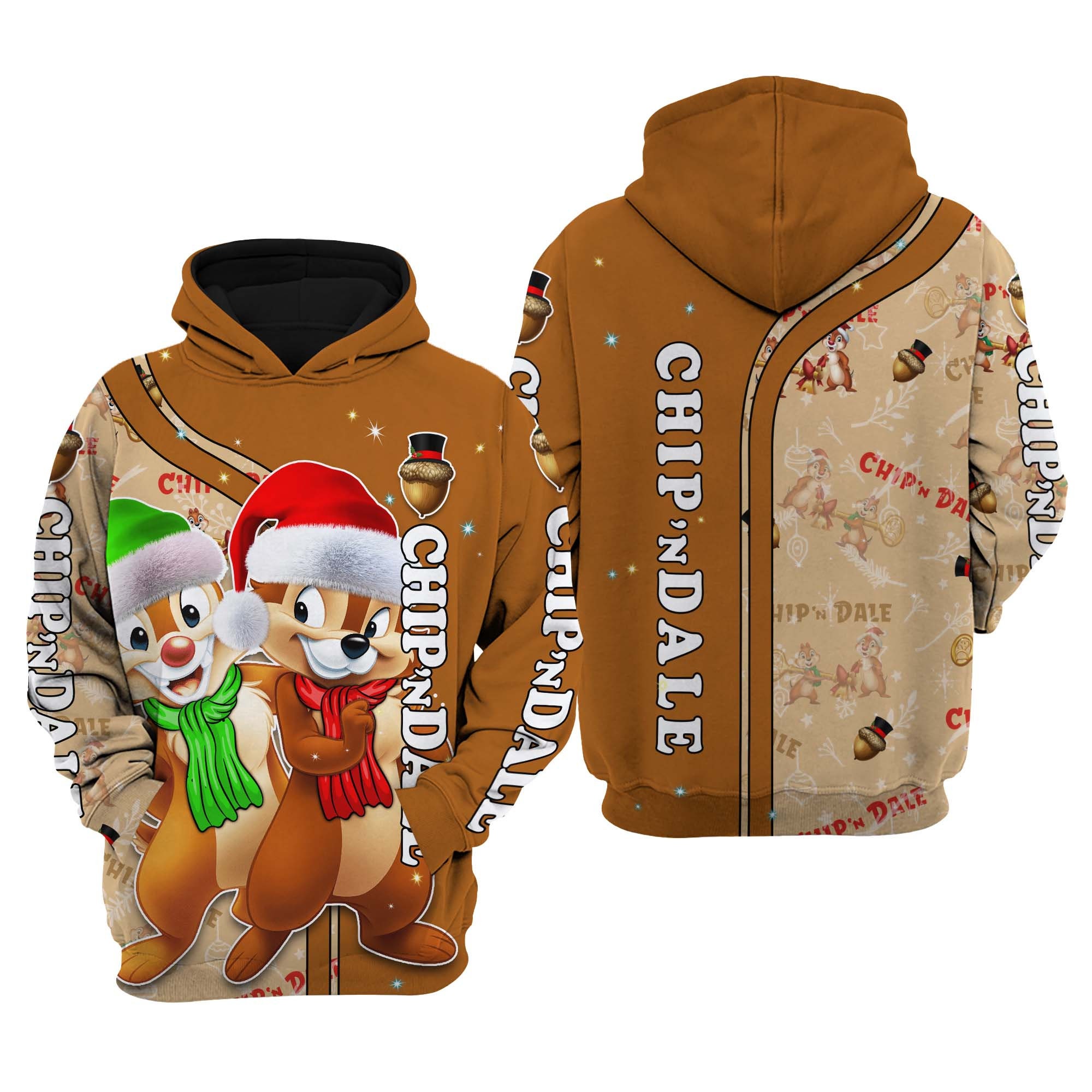 Chip And Dale Christmas Disney AOP Unisex Hoodie