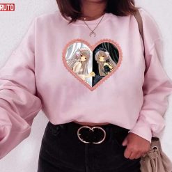 Chobits Anime Chii And Freya Lace Trim Heart Unisex Sweatshirt